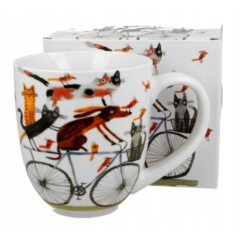 Duży kubek porcelanowy na Prezent kubas XXL Psi Świat Pies na rowerze 1L