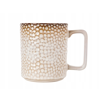 Duży Kubek ceramiczny 390 ml Retro Gambia kremowy