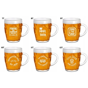 Kufel do piwa z grawerem 500 ml na Dzień Ojca dla Taty WZORY Twój Napis