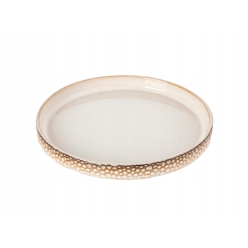 Talerz deserowy ceramiczny 20cm Retro Gambia kremowy
