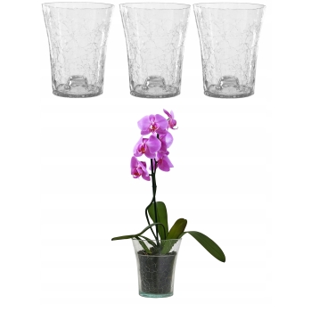 Zestaw 3 x Doniczka szklana do storczyków smukła, 14cm/17cm
