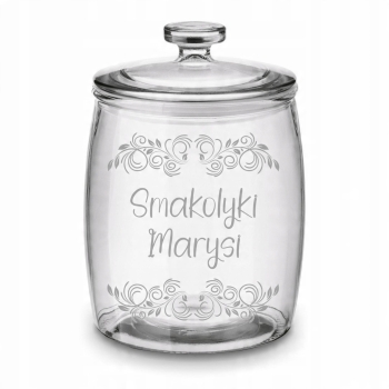 Duży pojemnik słoik z grawerem na ciastka ogórki logo imię dedykacja 3,8L