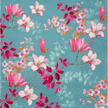 Serwetki Papierowe 20szt Kwiatowe niebieskie Magnolia