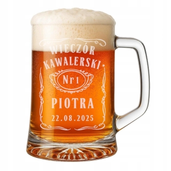 Kufel do piwa z grawerem 620ml Prezent Wieczór Kawalerski Twój Tekst