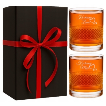 Zestaw 2 szklanki do whisky z grawerem Kryształowe 340ml Twój Napis Prezent