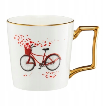Kubek porcelanowy ze złotym uchem 430ml Rower Ambition Amore
