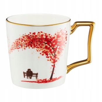 Kubek porcelanowy ze złotym uchem 430ml Drzewko Ambition Amore