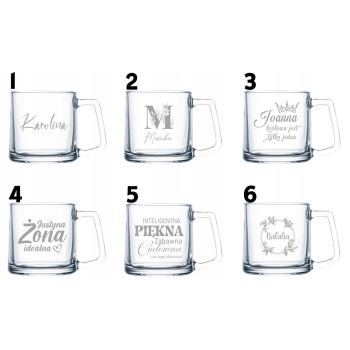 Szklany Kubek z grawerem Filiżanka Twój Napis Prezent Tekst Logo 335ml