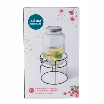 Słoik z kranikiem na stojaku 4L na lemoniadę sok dystrybutor Altom Design