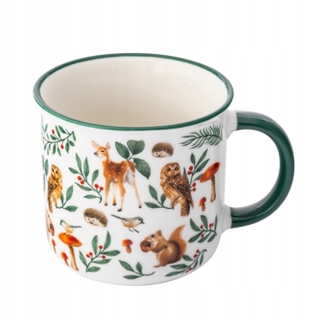 Kubek porcelanowy do Kawy Herbaty jesienny garnuszek 400ml Leśne Zwierzęta
