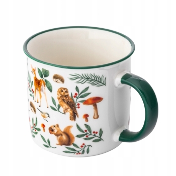 Kubek porcelanowy do Kawy Herbaty jesienny garnuszek 400ml Leśne Zwierzęta