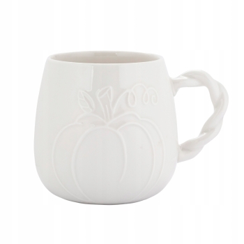 Kubek porcelanowy do Kawy Herbaty jesienny dynia z plecionym uchwytem 510ml