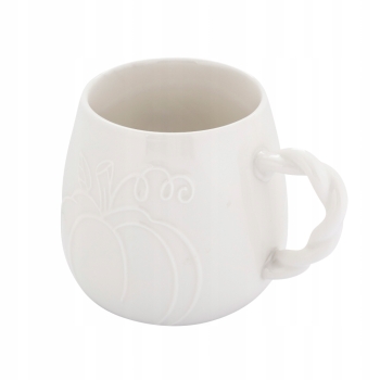Kubek porcelanowy do Kawy Herbaty jesienny dynia z plecionym uchwytem 510ml