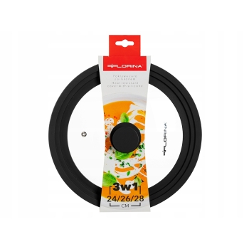 Pokrywa żaroodporna 3w1 z silikonem Florina 24,26,28 cm CZARNA