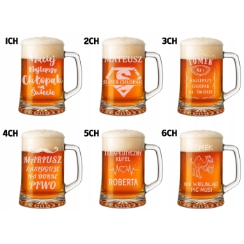 Kufel do Piwa 620ml + Brelok z Grawerem 620ml Prezent na Dzień Chłopaka