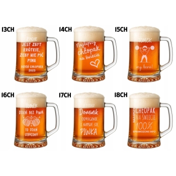 Kufel do Piwa 620ml + Brelok z Grawerem 620ml Prezent na Dzień Chłopaka
