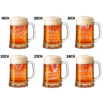 Kufel do Piwa 620ml + Brelok z Grawerem 620ml Prezent na Dzień Chłopaka