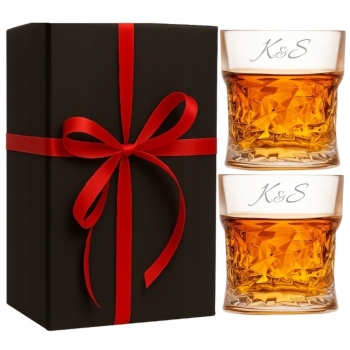 Zestaw 2 szklanki do whisky z grawerem Kryształowe 340ml Twój Napis Prezent