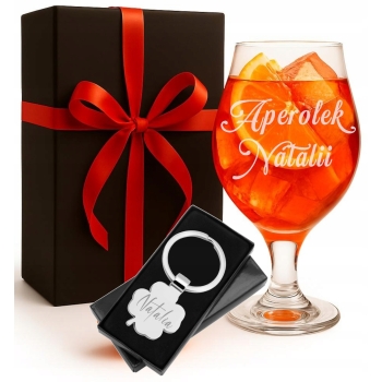 Kieliszek do drinków Aperola 570ml grawer Prezent Urodziny z brelokiem