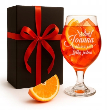 Kieliszek do drinków Aperola 570ml grawer Prezent Urodziny z brelokiem