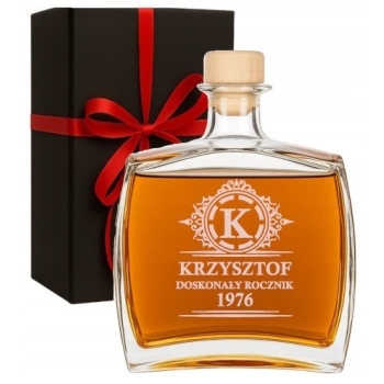 Karafka do whisky z grawerem na Prezent Urodziny TWÓJ NAPIS Logo 800ml