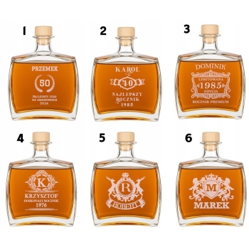 Karafka do whisky z grawerem na Prezent Urodziny TWÓJ NAPIS Logo 800ml