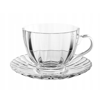 Szklana Filiżanka ze spodkiem do kawy herbaty Sorrento Florina 250ml