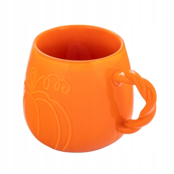 Kubek porcelanowy do Kawy Herbaty jesienny dynia z plecionym uchwytem 510ml