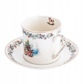 Filiżanka porcelanowa ze spodkiem świąteczna Choinka Magia Świąt 220 ml