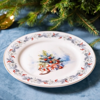 Talerz deserowy porcelanowy Świąteczny Choinka Magia Świąt 20 cm