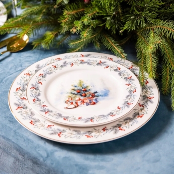 Talerz deserowy porcelanowy Świąteczny Choinka Magia Świąt 20 cm