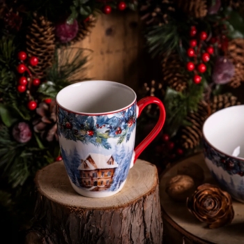 Kubek porcelanowy świąteczny Zimowa Chatka Holly Night 340 ml