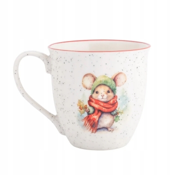 Duży kubek świąteczny porcelanowy XXL 630ml Zimowa Myszka
