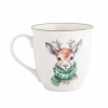 Duży kubek świąteczny porcelanowy XXL 630ml Renifer z Szalikiem