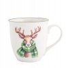 Duży kubek świąteczny porcelanowy XXL 630ml Renifer z Szalikiem