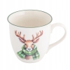 Duży kubek świąteczny porcelanowy XXL 630ml Renifer z Szalikiem