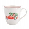 Duży kubek świąteczny porcelanowy XXL 630ml Czerwony Samochód z Choinką