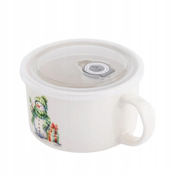 Lunchbox z uchem i pokrywką hermetyczną Pojemnik porcelanowy Bałwanek 800ml