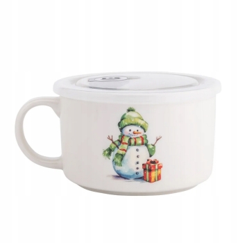 Lunchbox z uchem i pokrywką hermetyczną Pojemnik porcelanowy Bałwanek 800ml