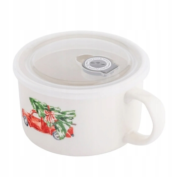 Lunchbox z uchem i pokrywką hermetyczną Pojemnik porcelanowy Samochód 800ml