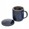 Kubek porcelanowy z zaparzaczem i pokrywką 400ml Reactive stripes granatowy