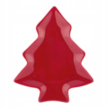 Naczynie na pierniki przekąski ceramiczne talerz choinka Czerwona 19,5 cm