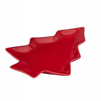 Naczynie na pierniki przekąski ceramiczne talerz choinka Czerwona 19,5 cm