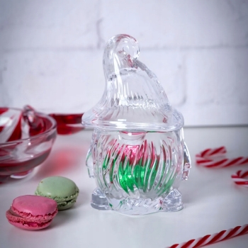 Pojemnik szklany z pokrywką szkatułka pudełko Skrzat Świąteczny Elf 15 cm