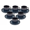 Zestaw 6 x Filiżanka porcelanowa ze spodkiem 250ml Evia Navy Blue Granatowa