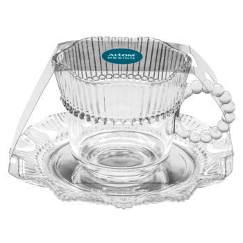 Filiżanka ze spodkiem do kawy herbaty szklana Vivienne 200 ml