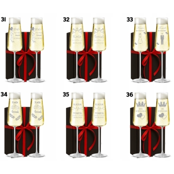 Kieliszki do szampana kryształowe z GRAWEREM Wesele Para Młoda Ślub PREZENT