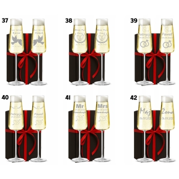 Kieliszki do szampana kryształowe z GRAWEREM Wesele Para Młoda Ślub PREZENT