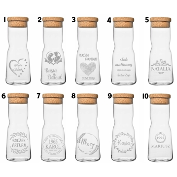 Karafka do soku wody wina z grawerem Logo TWÓJ NAPIS 1L Prezent