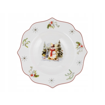 Talerz do zupy głęboki świąteczny 22,5cm Zimowy Bałwanek Vintage Florina